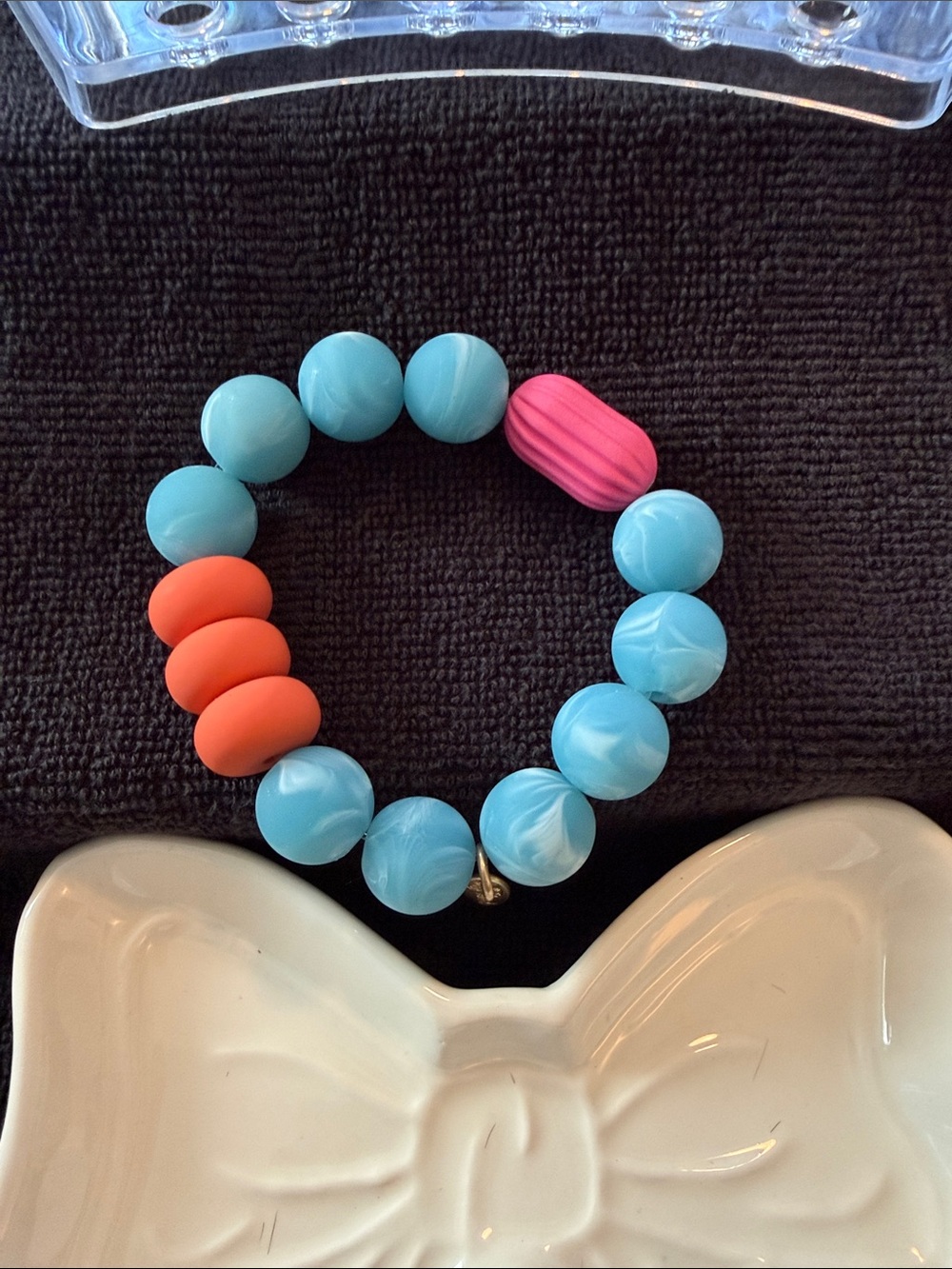 Plunder Elastic Bead Bracelet - Blue, Pink & Orange